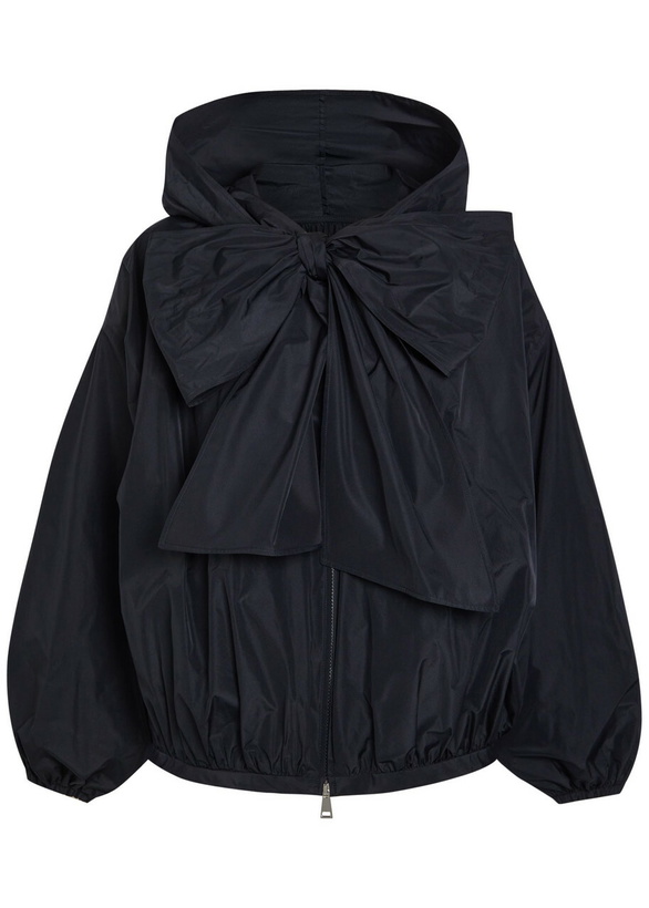 Photo: Moncler Pecher Bow-effect Hooded Shell Jacket Dark Blue