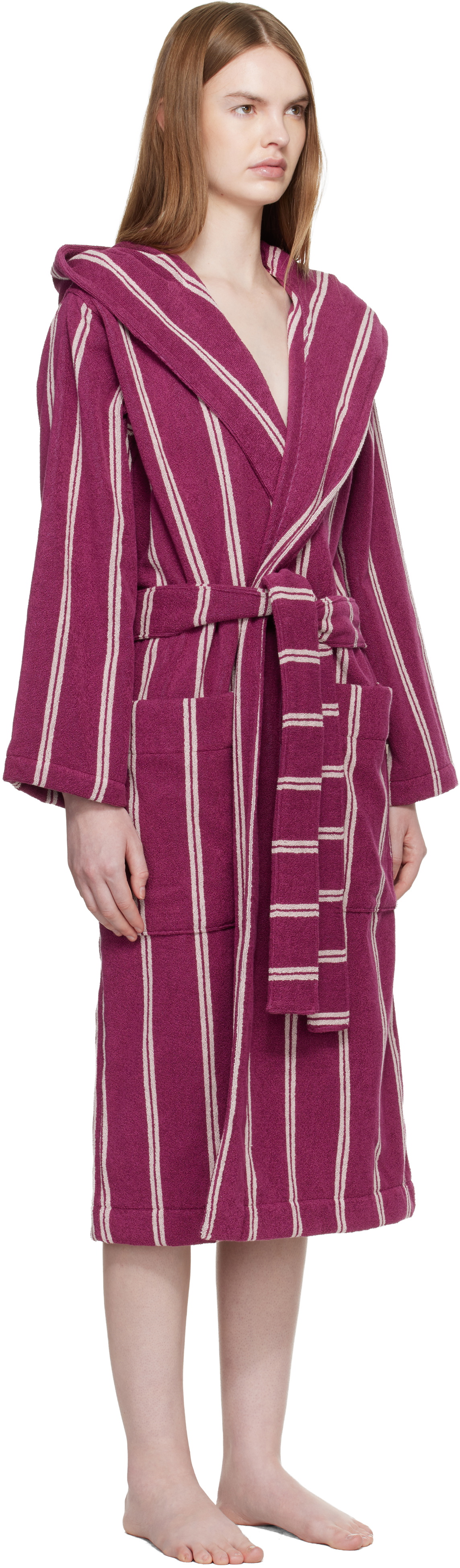 Tekla Purple Terry Hooded Bathrobe