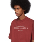 Palm Angels Burgundy Vintage Logo T-Shirt