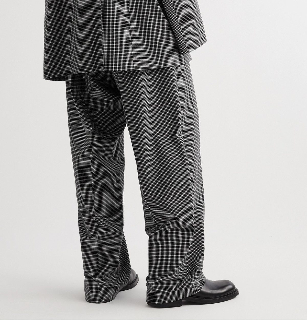 afstand Hollow Diktat Balenciaga - Wide-Leg Checked Wool-Blend Trousers - Gray Balenciaga