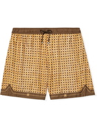 AMIRI - Wide-Leg Printed Silk-Twill Drawstring Shorts - Brown