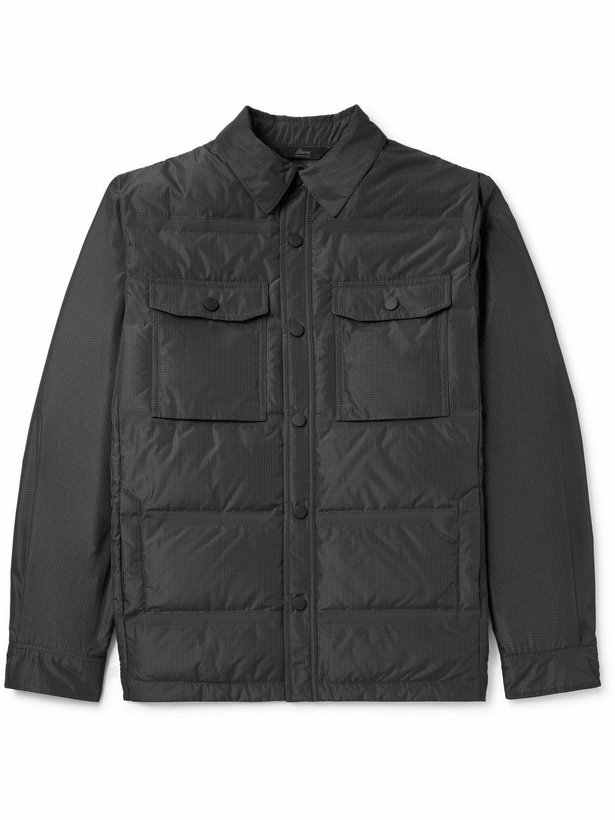 Photo: Brioni - Quilted Ripstop Down Shirt Jacket - Gray