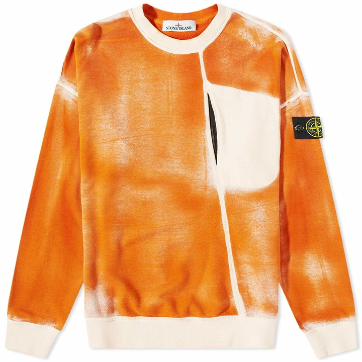 Photo: Stone Island Men's Hand Sprayed Crew Neck Sweat in Sienna