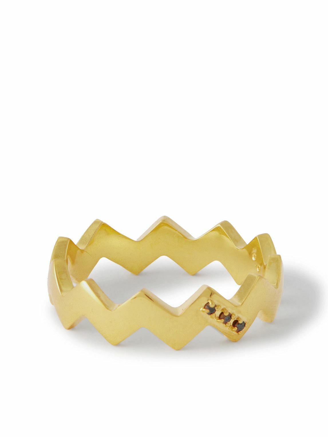 Mikia - Snake Gold-Plated Diamond Ring - Gold