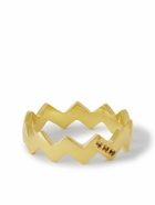 Mikia - Snake Gold-Plated Diamond Ring - Gold