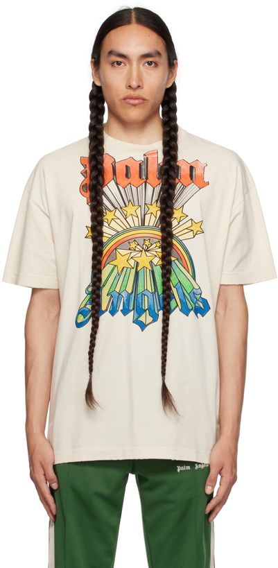 Photo: Palm Angels Beige Rainbow T-Shirt