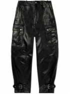 Alexander McQueen - Tapered Buckled Leather Cargo Trousers - Black