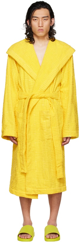 Photo: Bottega Veneta Yellow Intreccio Bath Robe