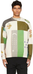 Children of the Discordance Off-White Knit Paneled Crewneck Sweater