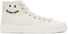 PS by Paul Smith Beige Canvas Happy Logo Kibby High Sneakers