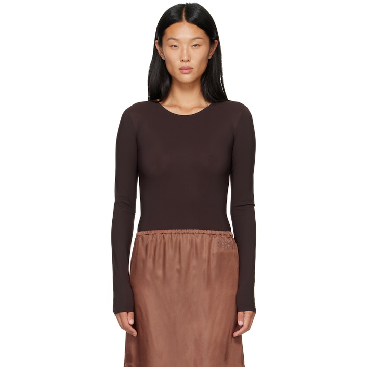 Photo: MM6 Maison Margiela Brown Lycra Jersey Bodysuit