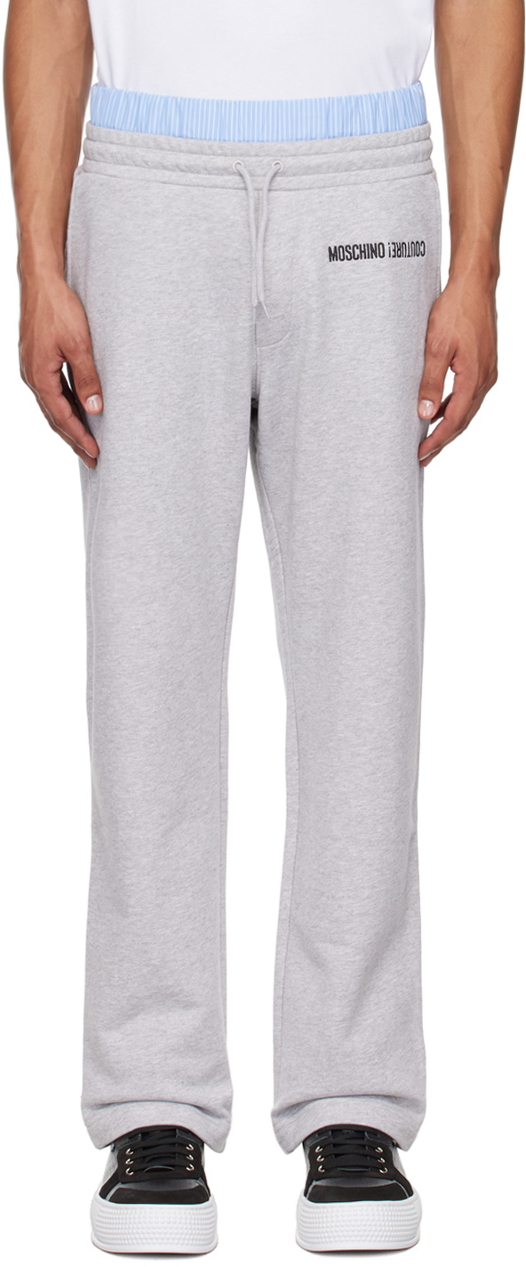 Moschino Gray Upside Down Logo Sweatpants