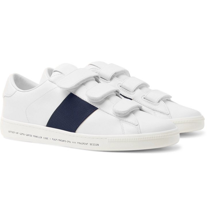 Photo: Moncler Genius - 7 Moncler Fragment Webbing-Trimmed Leather Sneakers - White