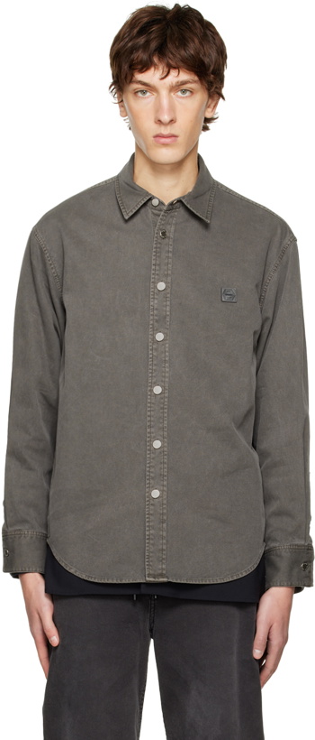 Photo: Solid Homme Gray Pigment Dyed Denim Shirt