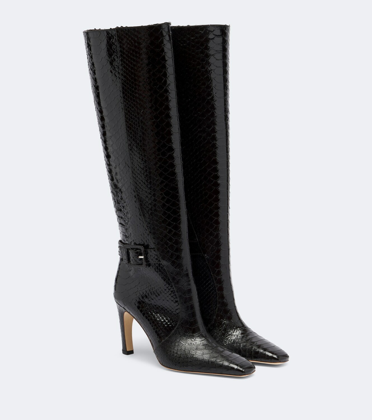 Malone Souliers Raven croc-effect leather knee-high boots