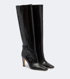 Malone Souliers Raven croc-effect leather knee-high boots