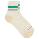 RoToTo Retro Athletic Ankle Sock in Green/Light Blue