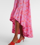 Juliet Dunn Asymmetric floral cotton midi dress