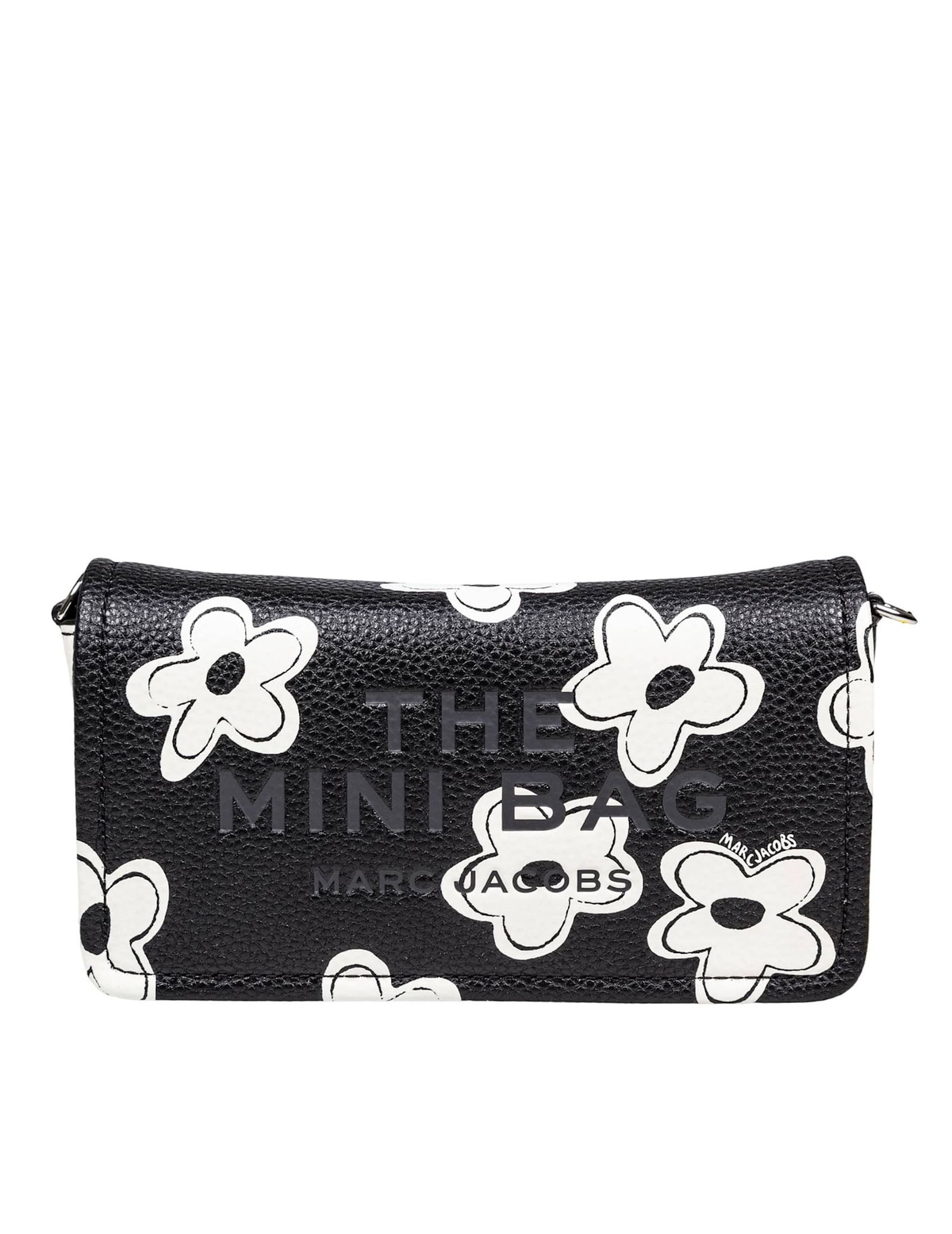 Marc Jacobs The Mini Bag In Black Leather With Flower Print Marc