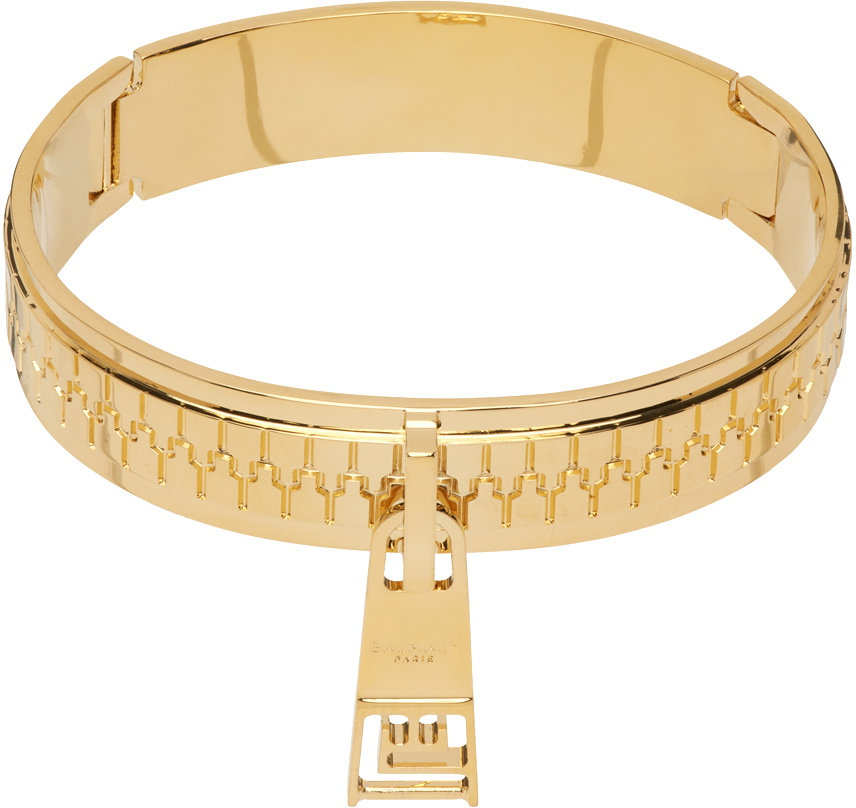 Balmain engraved-monogram Cuff Bracelet - Gold