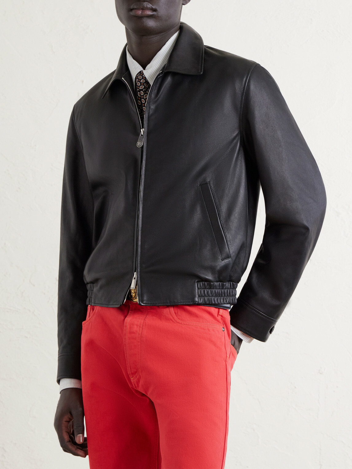 Versace - Leather Blouson Jacket - Black