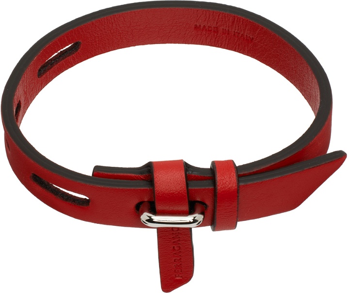Photo: Ferragamo Red Leather Eyelets Bracelet