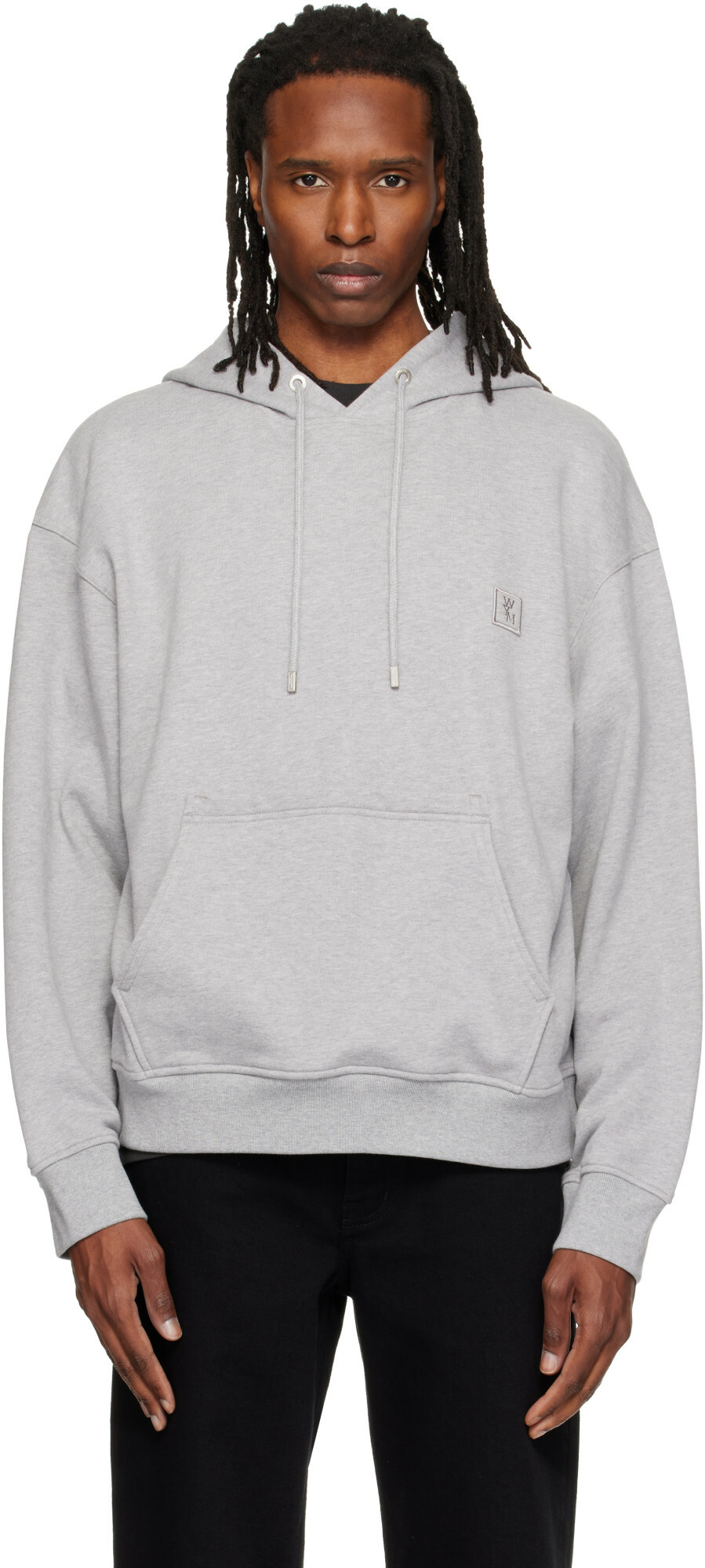 WOOYOUNGMI Gray Flower Back Logo Hoodie