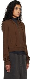 Entire Studios Brown Lightweight Cropped Zip Up Hoodie