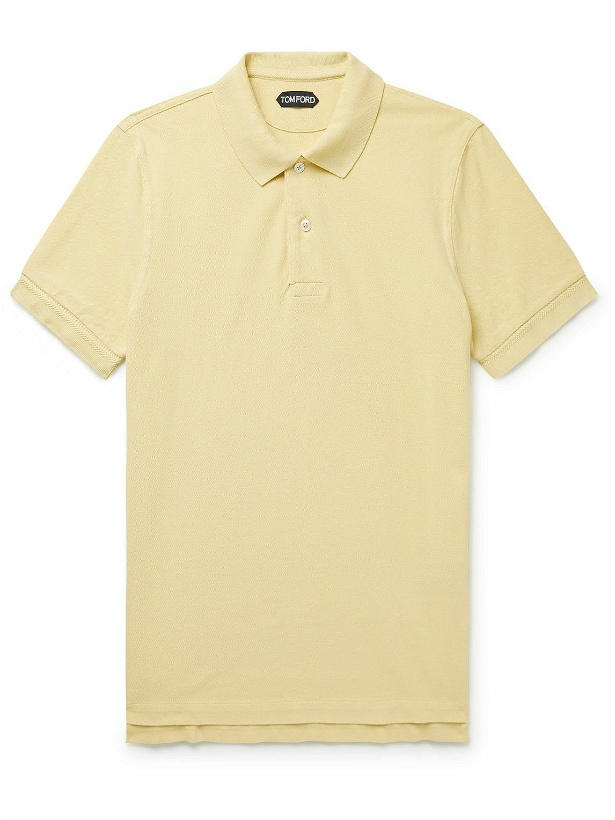 Photo: TOM FORD - Garment-Dyed Cotton-Piqué Polo Shirt - Yellow