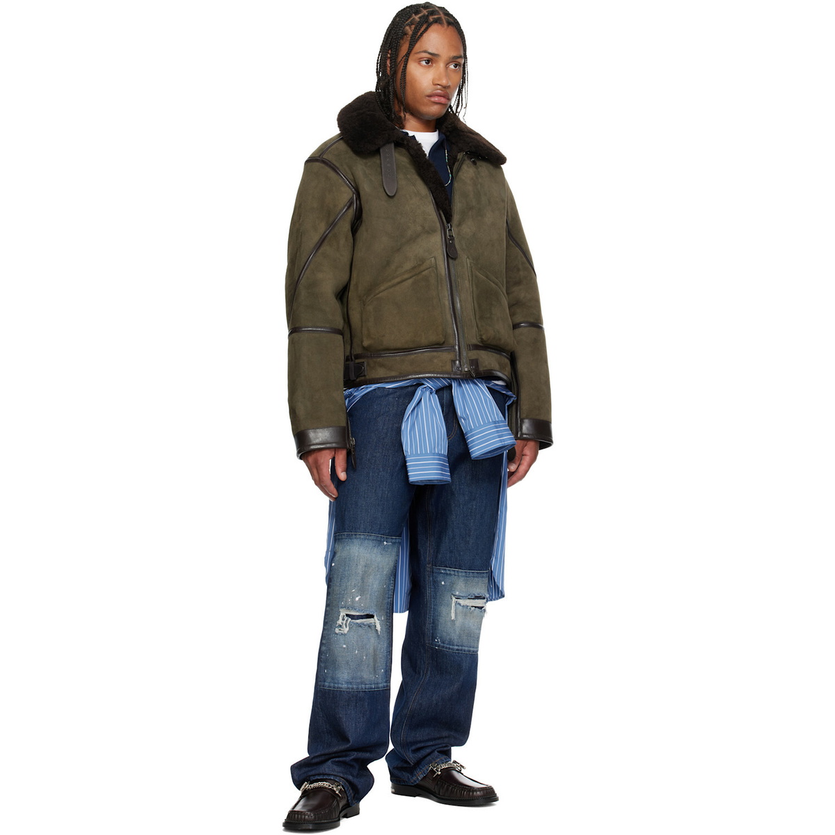 Polo Ralph Lauren Khaki Shearling Flight Jacket