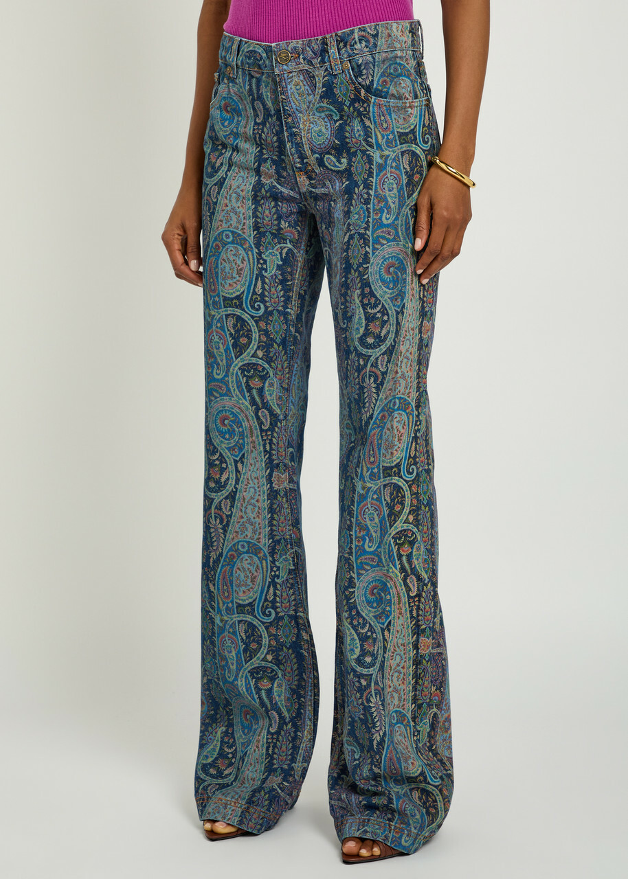Etro Paisley-print Bootcut Jeans Blue