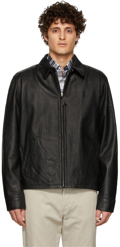 Photo: Polo Ralph Lauren Black Leather Embroidered Jacket