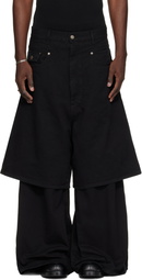 LU'U DAN Black Double-Deck Denim Jeans