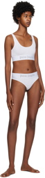 Palm Angels White Jacquard Thong