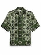 Etro - Camp-Collar Printed Silk-Twill Shirt - Green