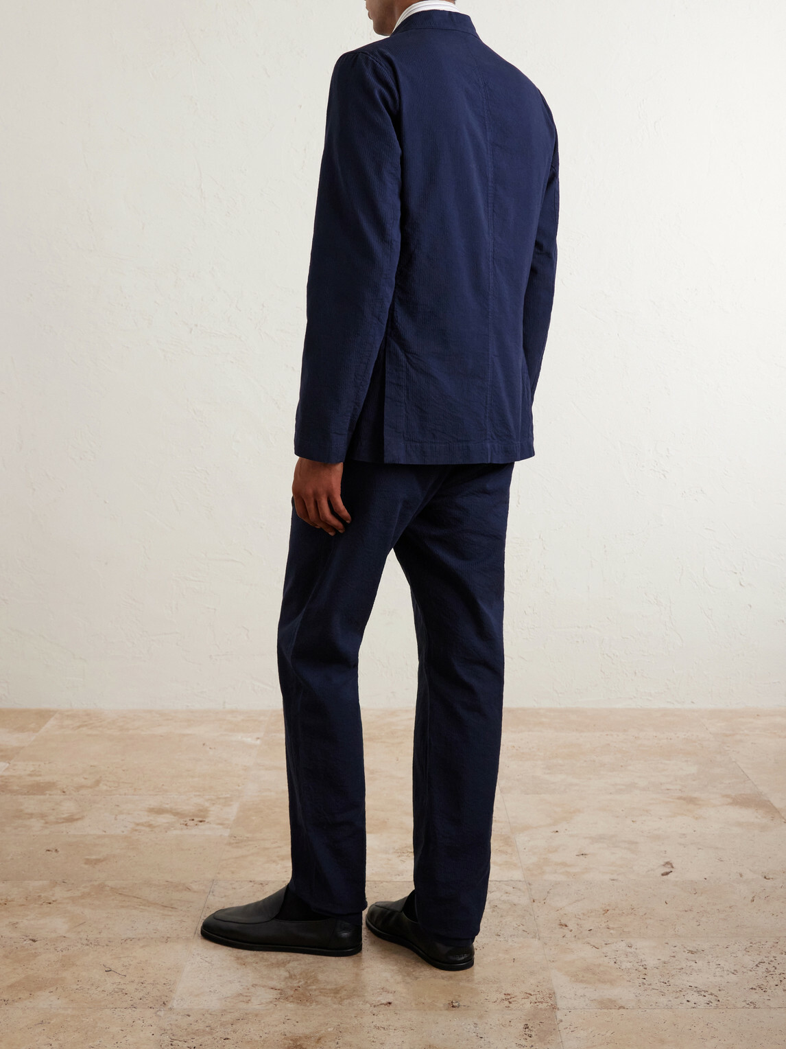 Hartford - Julian Textured Cotton Blazer - Blue