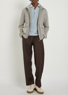 Herno Houndstooth Linen-blend Bomber Jacket Taupe
