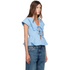 GANNI Blue Cotton Poplin Blouse