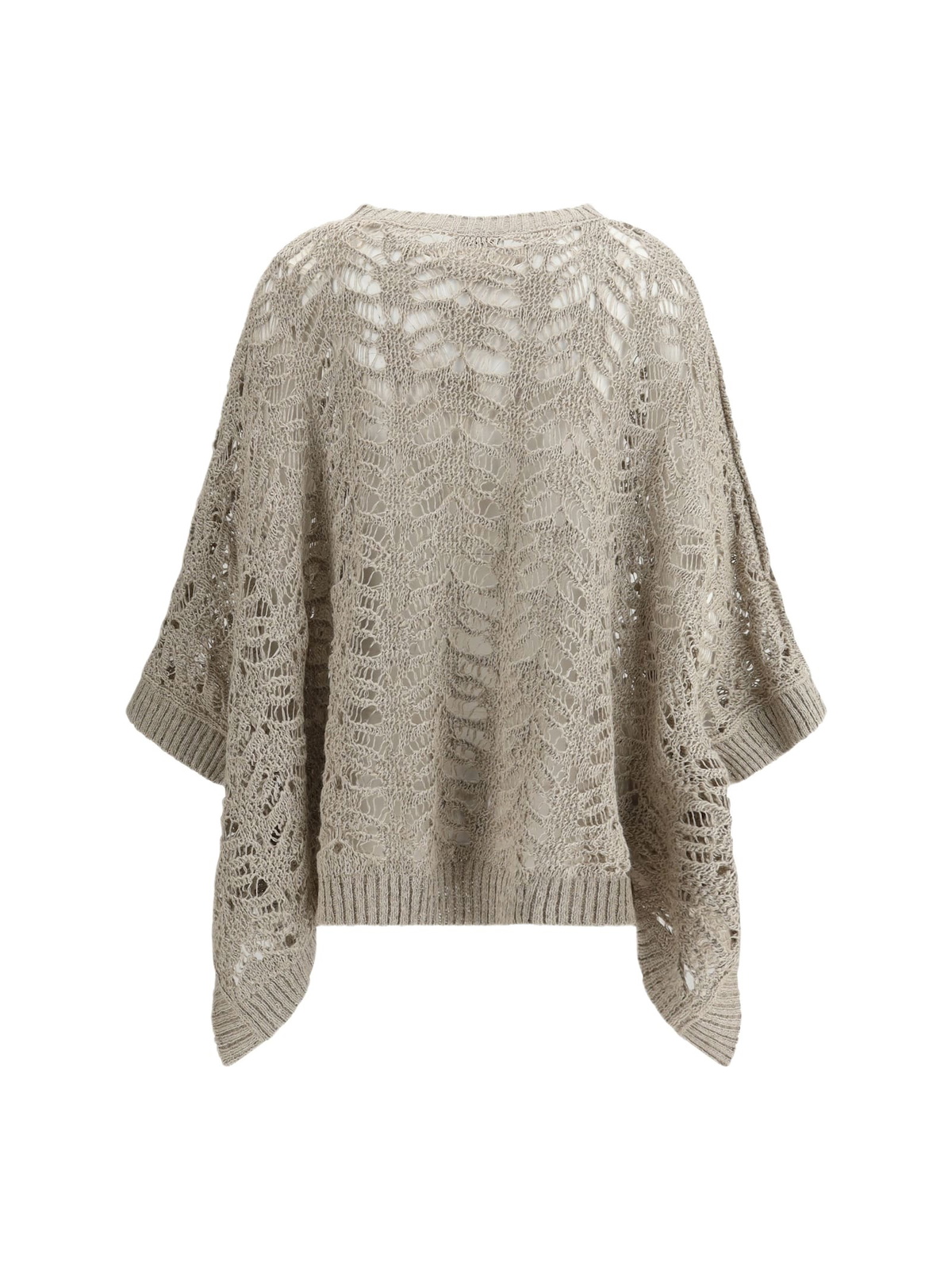 Poncho Femme Brunello Cucinelli - Lin Mélangé, Couleur Os, Taille Unique, Neuf Avec étiquettes