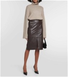 Yves Salomon Belted leather midi skirt