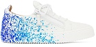 Giuseppe Zanotti White & Blue Frankie Sneakers