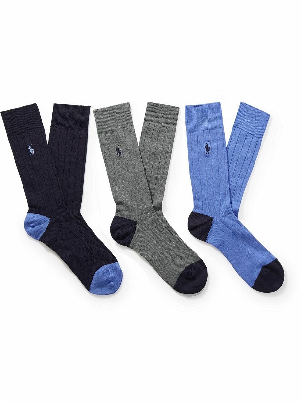 Photo: Polo Ralph Lauren - Three-Pack Ribbed Stretch-Knit Socks