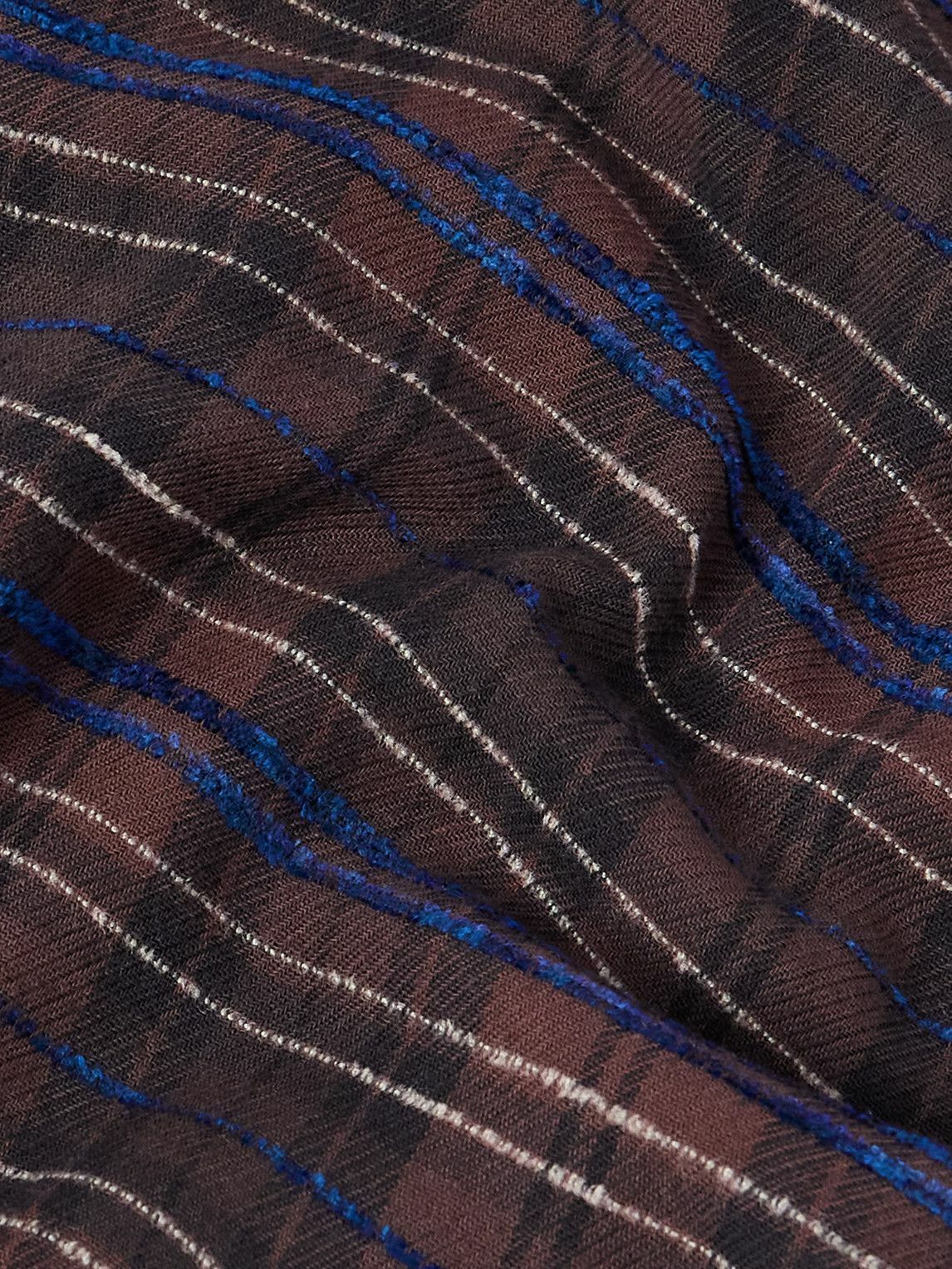 424 - Striped Cotton-Blend Flannel Zip-Up Hoodie - Brown 424