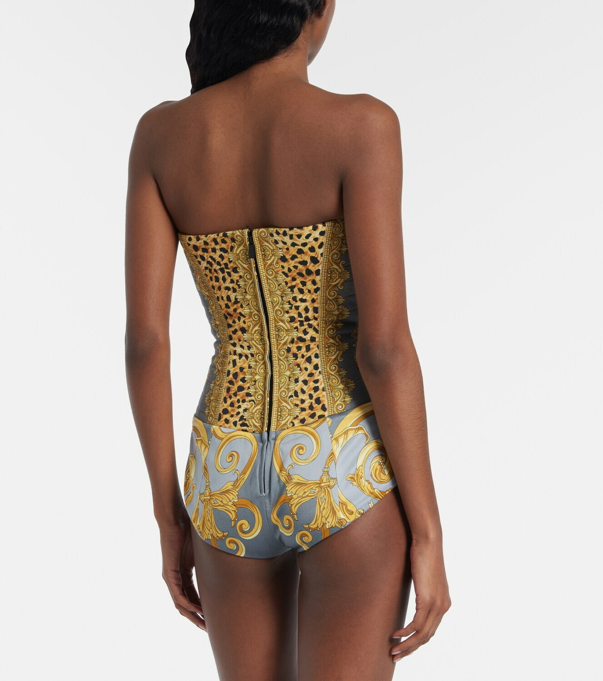 Versace Printed cotton corset bodysuit