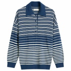 Faithfull The Brand Women's Harlow Oversized Polo Top in Scandi Stripe Navy Cream