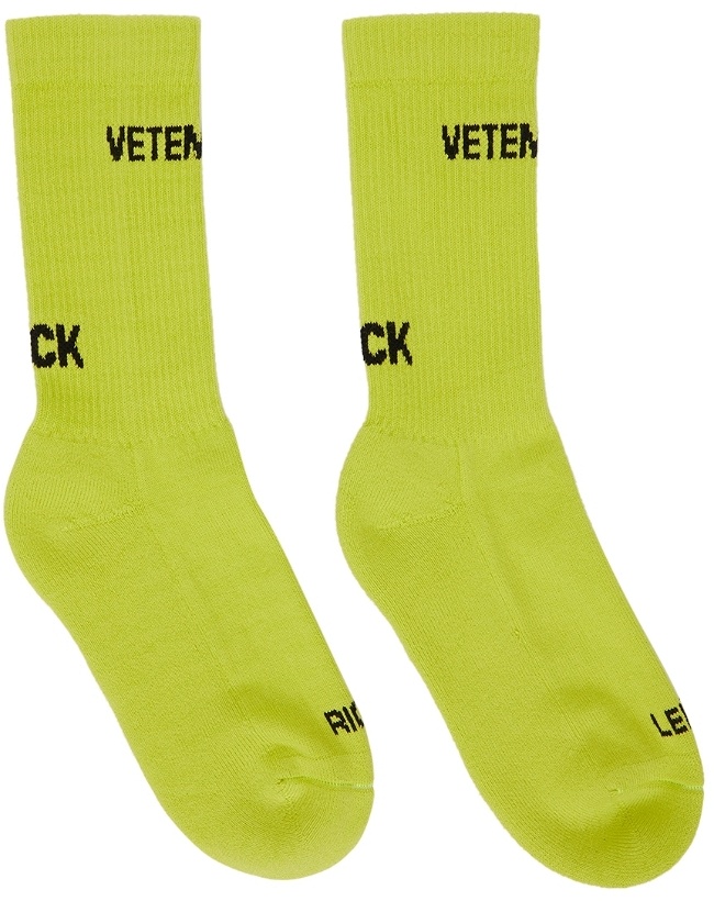 Photo: VETEMENTS Yellow Logo Socks
