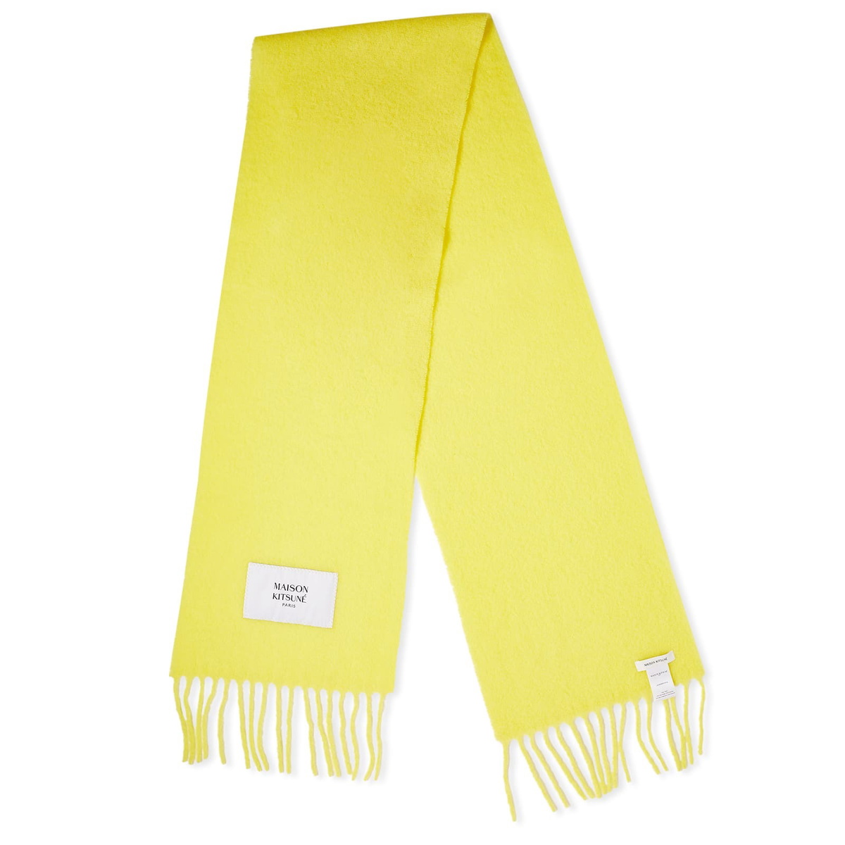 Maison Kitsuné Women's Baby Alpaca Plain Scarf in Lemon