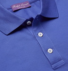 Ralph Lauren Purple Label - Slim-Fit Embroidered Mercerised Cotton-Piqué Polo Shirt - Blue