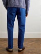 Massimo Alba - Ionio2 Straight-Leg Pleated Cotton-Gabardine Trousers - Blue
