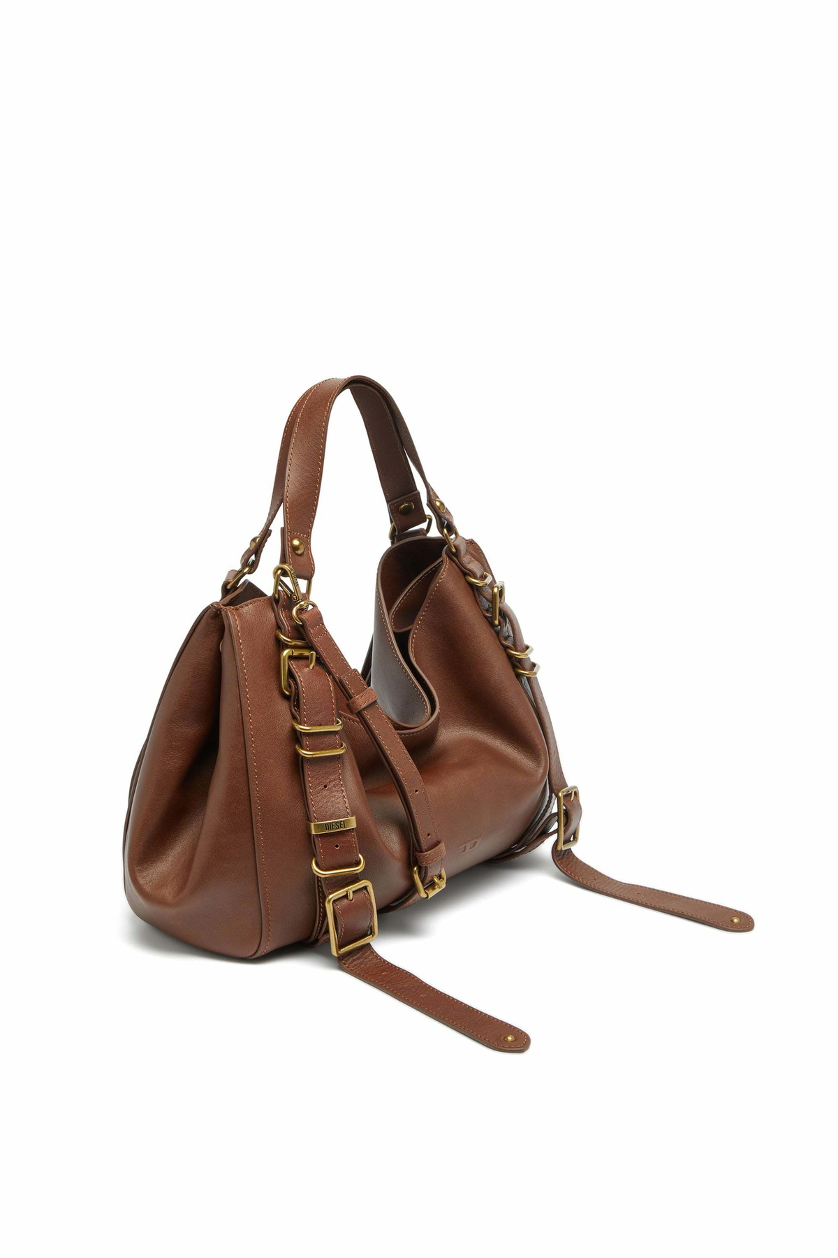 Diesel D-One-Medium top-handle bag in treated leather - Handbags - Unisex - Brown